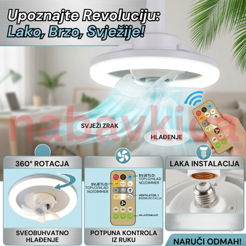 2 u 1 Ventilator i Sijalica za Plafon