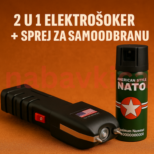 2 U 1 ELEKTROŠOKER + SPREJ ZA SAMOODBARNU